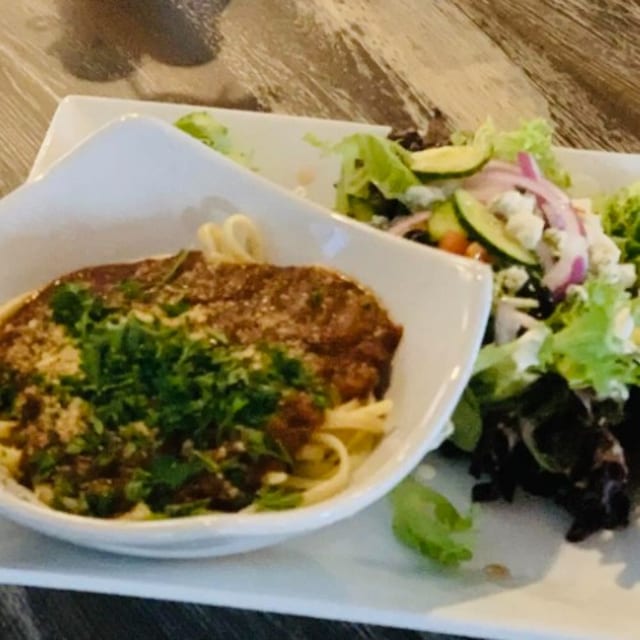 Pasta with Sauce & Soup or Salad.