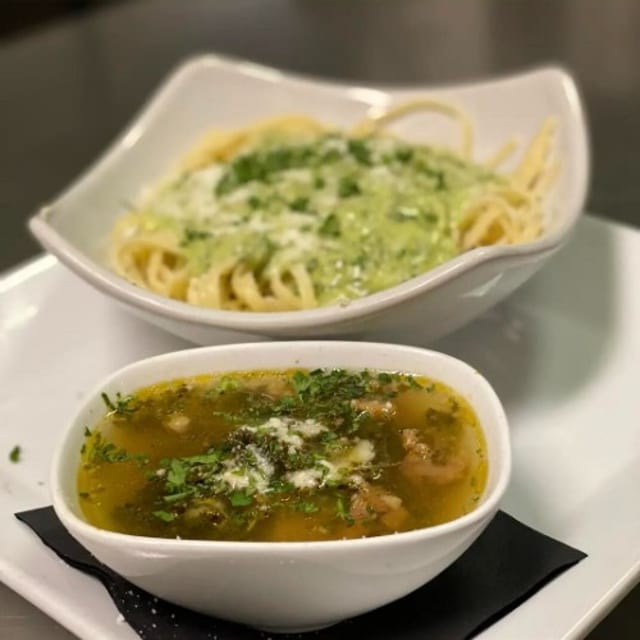 Zughetti & Sauce with Soup or Salad.